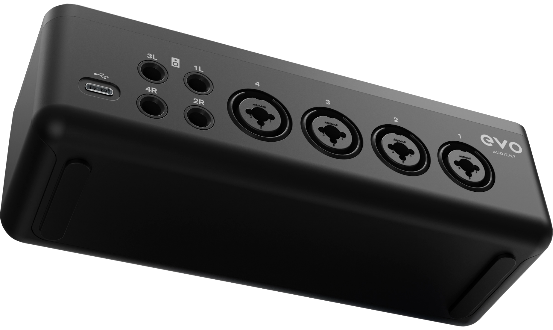 Interfaz de audio Audient EVO8 – diseño moderno y minimalista.