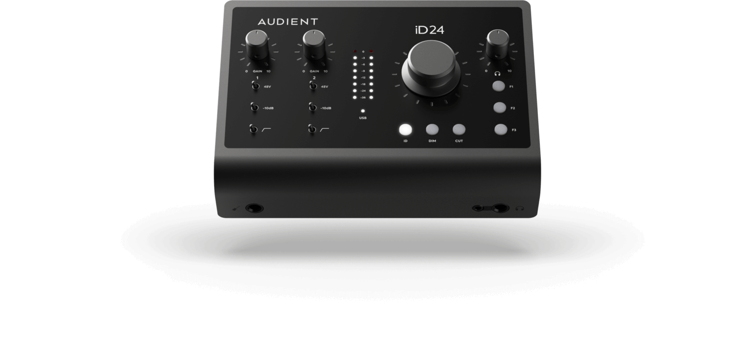 Detalle del knob principal y funciones inteligentes de la Audient iD24.
