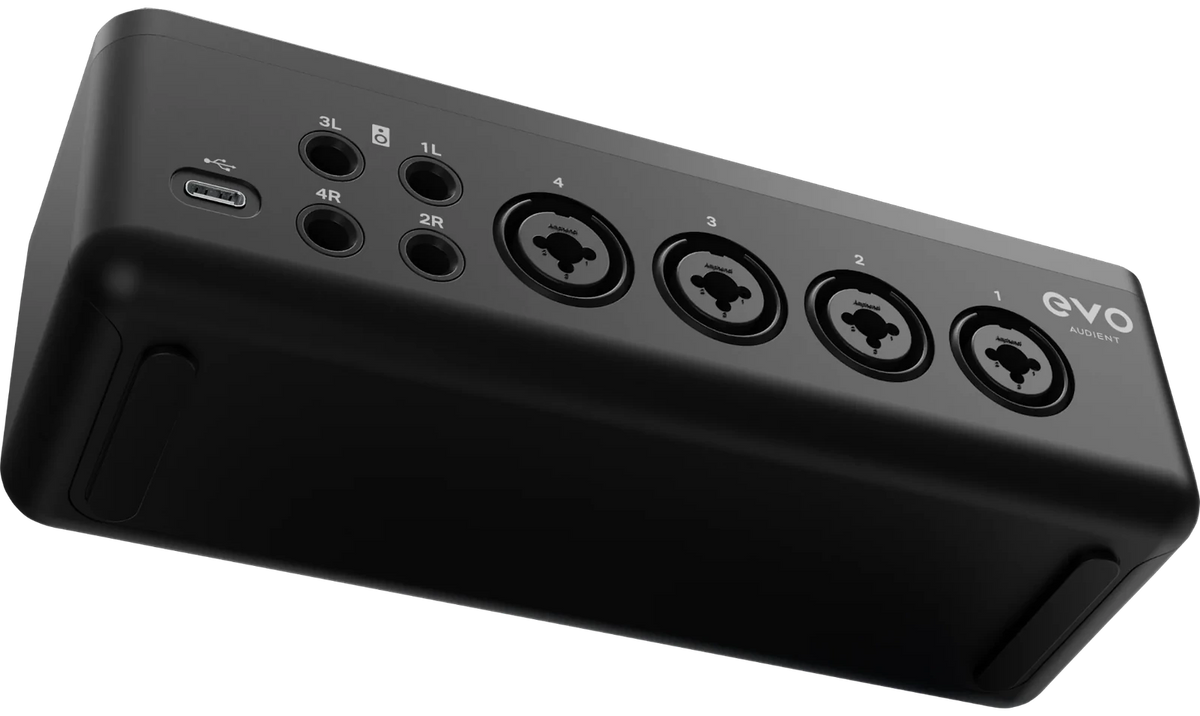 Interfaz de audio Audient EVO8 – diseño moderno y minimalista.