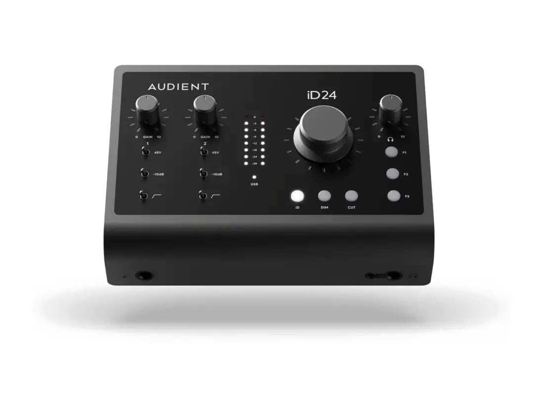 Detalle del knob principal y funciones inteligentes de la Audient iD24.