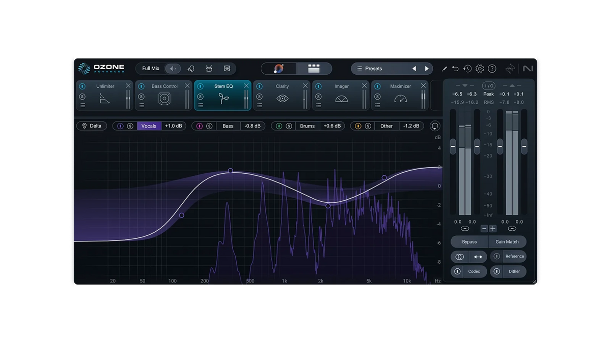 Módulo Stem EQ de iZotope Ozone 12 Advanced