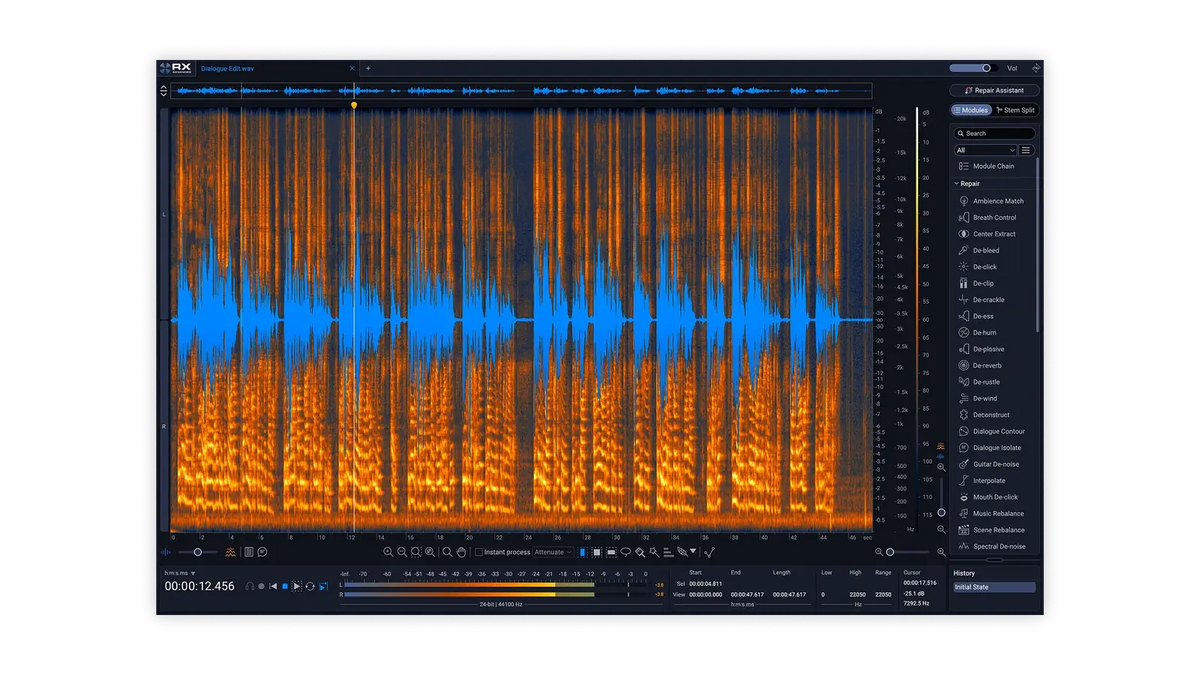 Editor de audio RX 12 Advanced con espectrograma