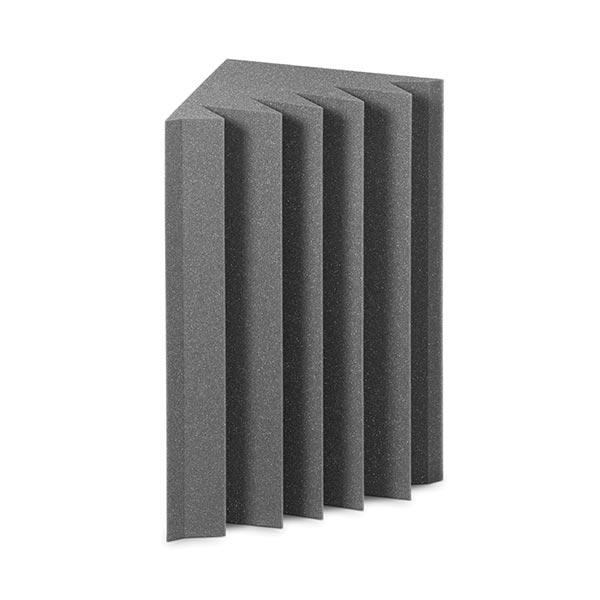 Trampa de bajos EZ Acoustics gris para tratamiento acústico de estudios profesionales.