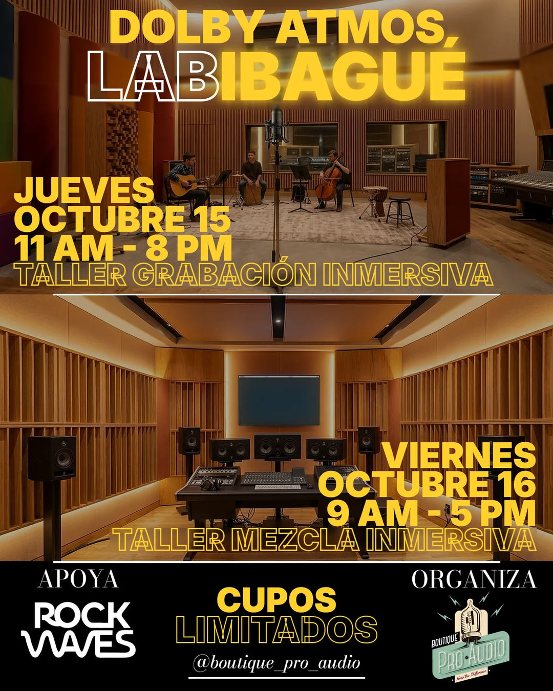 Dolby Atmos LAB Ibagué: fechas y horarios de los talleres del 15 y 16 de octubre