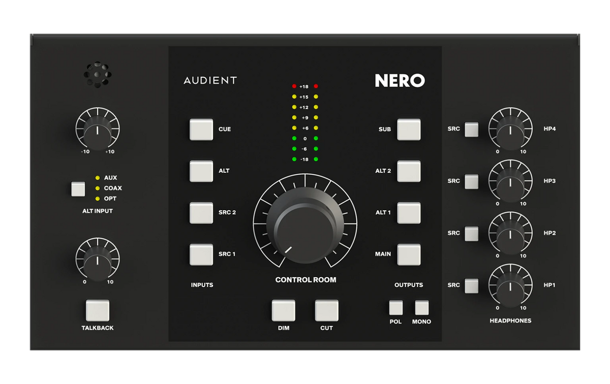 Detalle de los controles de volumen del NERO.