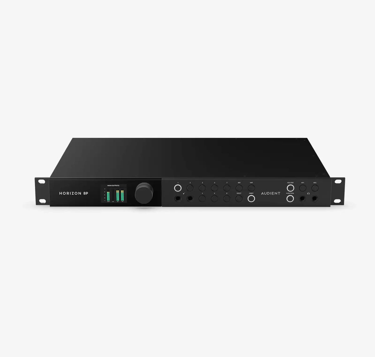 Audient Horizon 8P, vista frontal de la interfaz de audio Thunderbolt de rack 1U