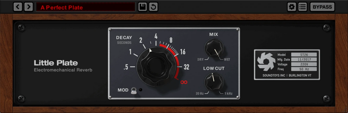 Interfaz del plug-in Soundtoys Little Plate, incluido con SuperPlate