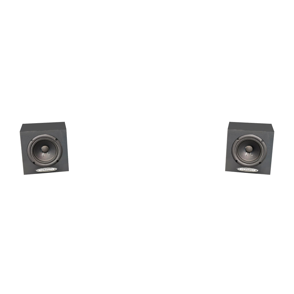 Modelo 3D a escala real del par de monitores Auratone 5C Super Sound Cube pasivos, color negro