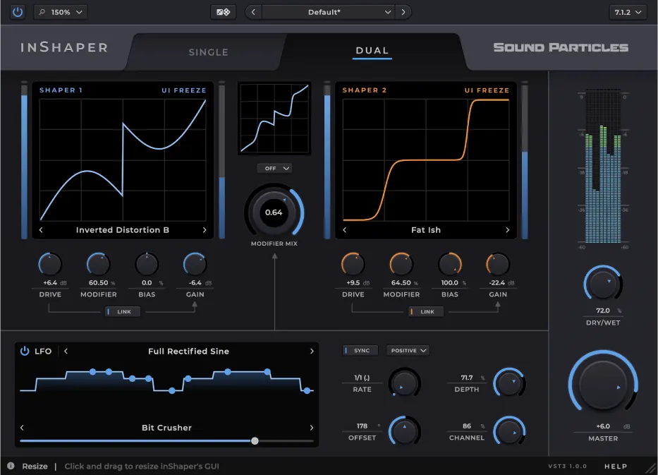Interfaz de inShaper, modelador de onda de Sound Particles