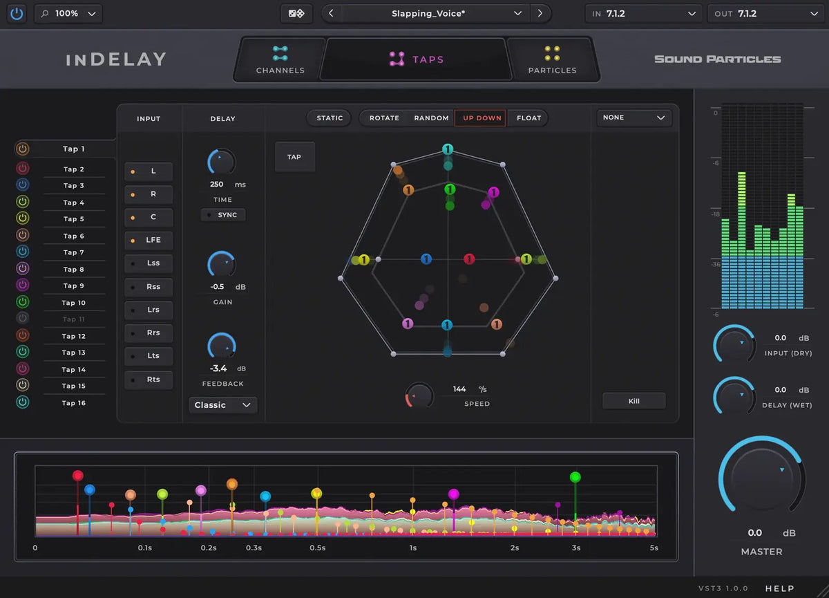 Interfaz del delay inDelay de Sound Particles